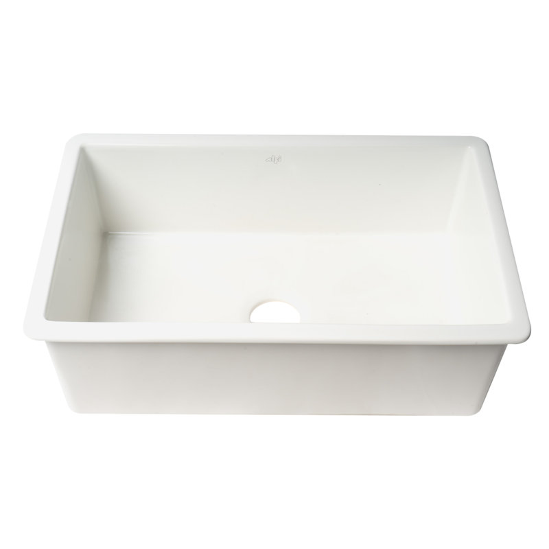 Évier de cuisine encastré / encastré en argile réfractaire blanche 30 po x 18 po ALFI brand ABF3018UD-W