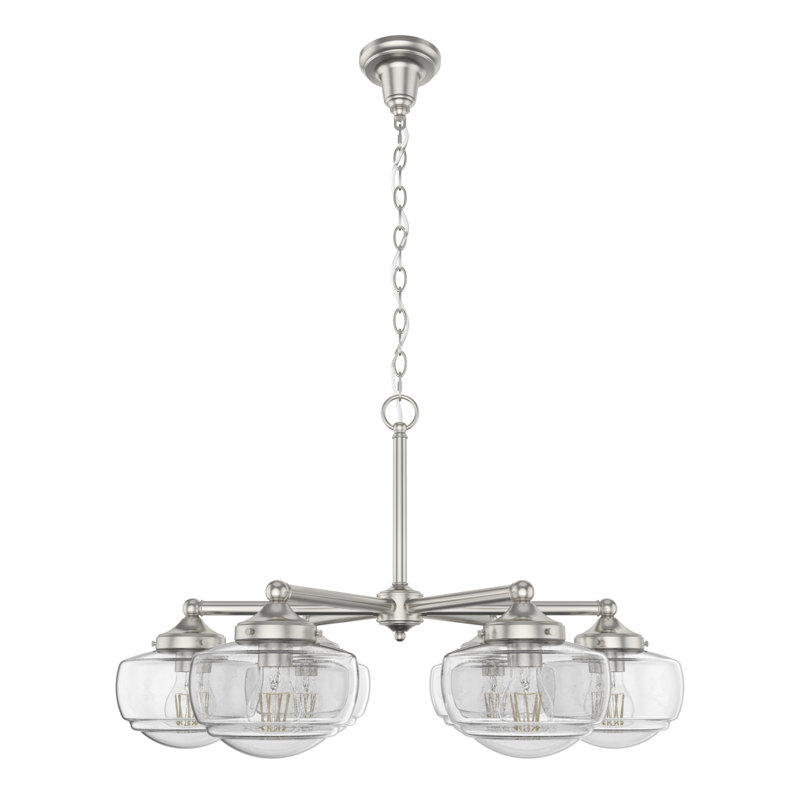 Hunter Saddle Creek 6 Light Chandelier Ceiling Light Fixture, Brushed Nickel