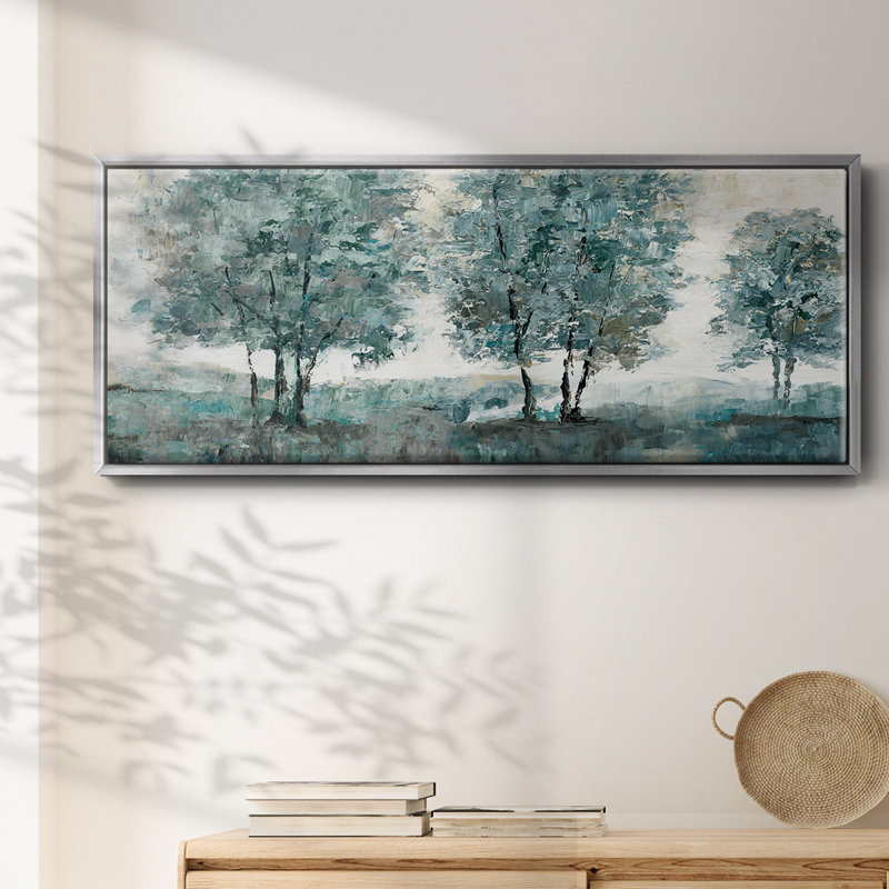Teal Sentinel- Framed Canvas, 20" H x 50" W