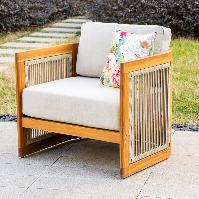Acacia Wood Patio Chair With Cushions