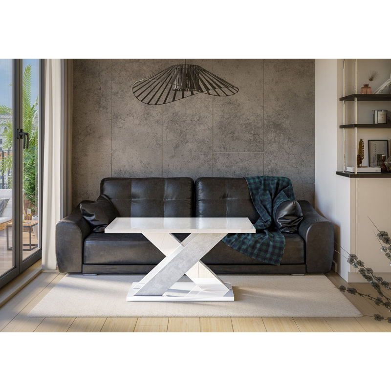 Abiya Cross Legs Coffee Table with Storage, White
