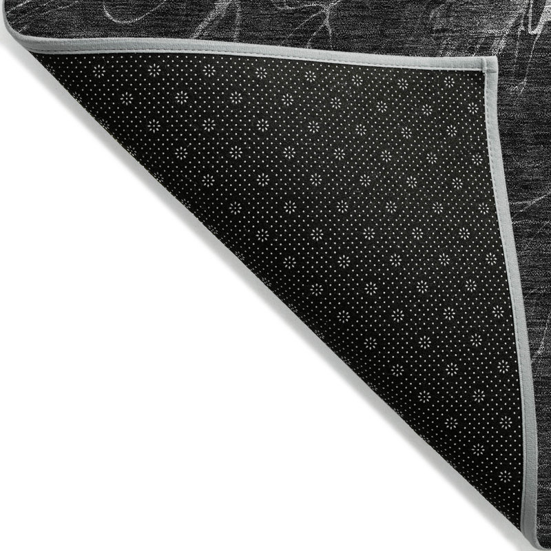 Tapis extérieur lavable abstrait gris anthracite et argent 5 pi x 8 pi