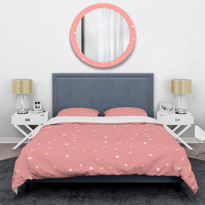 Ensemble de housse de couette en microfibre rose / jaune 2 pièces, Housse de couette pour très grand lit et 2 très