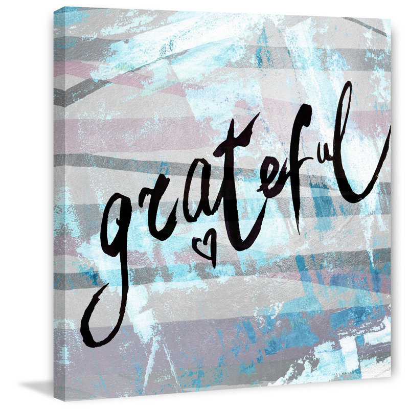 « Grateful III », reproduction d’art textuel sur toile, H 18 po x l 18 po x P 1,5 po