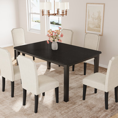 Industrial Rectangular Dining Table for 4-6, 63 in Large Kitchen & Dining Room Table