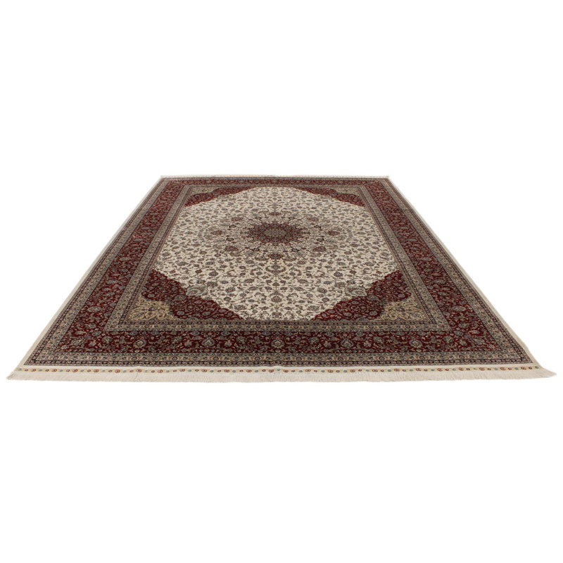 Tapis turc ivoire et rouge 9 x 12