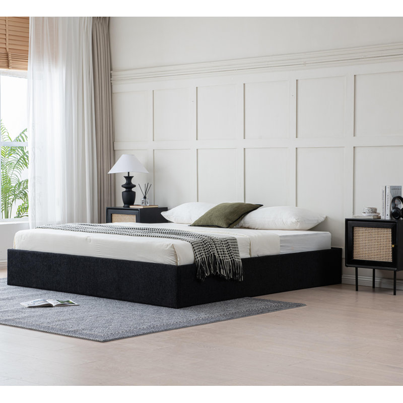 Lit de rangement relevable Braud, Noir, Roi