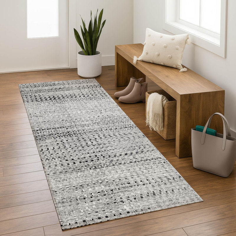 Tapis de qualité supérieure lavable à la machine Mayfield AMF2137, Grey, 2'3" x 7'6" Runner