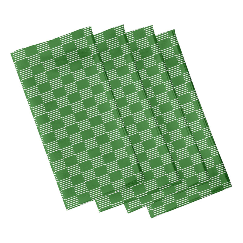 Landri Polyester Chequered Square Napkin, Green