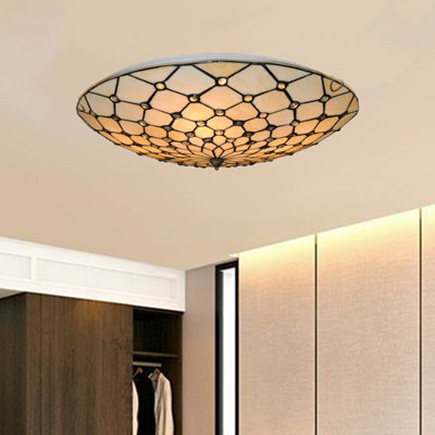Tiffany 20 Inch 4 Light Dimmable Flush Mount Ceiling Lamp