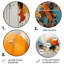 Bleu sarcelle, orange, énergie audacieuse III - Art abstrait rond en métal-109733496