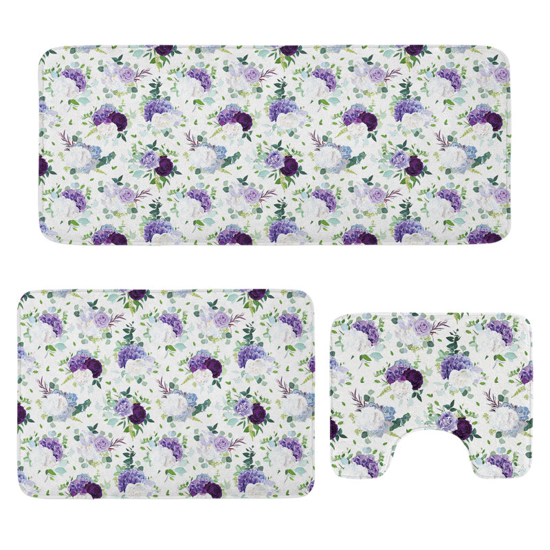  Ensemble de tapis pour salle de bain floral 3 pièces