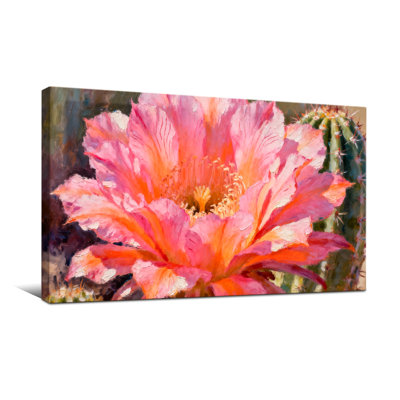 Plantes et fleurs, cactus rose, reproduction d'art sur toile