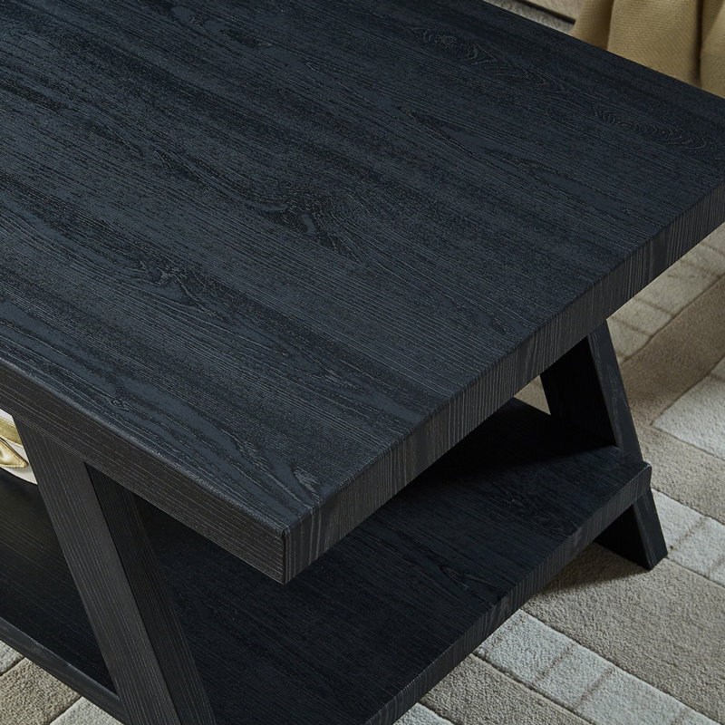 Table de bout avec rangement Angeleca, Noir / noir foncé, H 23 po x l 24 po x P 22 po