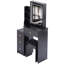 Petit meuble-lavabo de 29,2 po avec tiroir à gauche + tabouret rembourré, 2 blocs d'alimentation CA + 2 ports USB, support pour séchoir à cheveux, très grand miroir à DEL coulissant à contrôle tactile, changement de luminosité tricolore, réglage de la luminosité