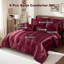 Ensemble d'édredon satiné avec draps pour grand lit 8 pièces Ensemble de literie soyeux et bourgogne luxueux avec 1 housse de coussin-123195286-123195301