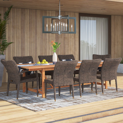 Anautica Rectangular 8 - Person 79'' Teak Finish Outdoor Furniture Dining Set
