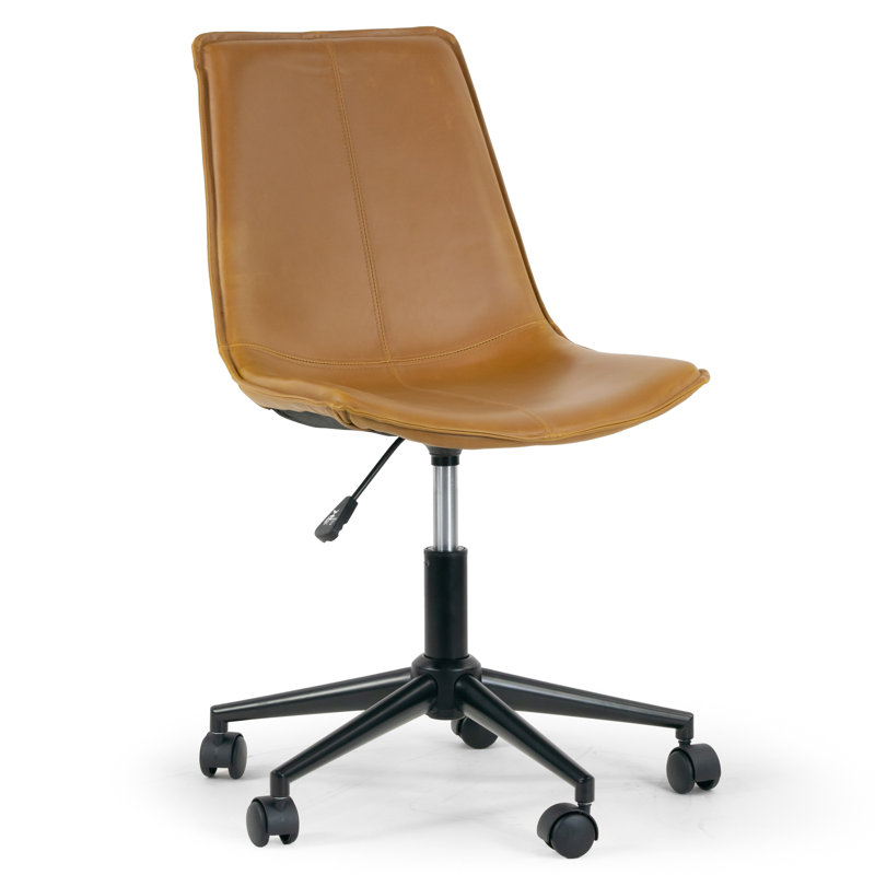 Alivia 19'" W Stainless Steel Swivel Task Chair with Adjustable Height, Light Brown