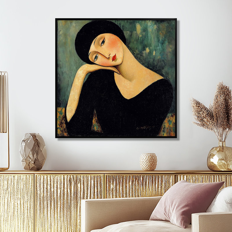 Modernisme, portrait de femme pour le 19e siècle - art mural femme, Impression encadrée flottante, H 36 po x l 36 po