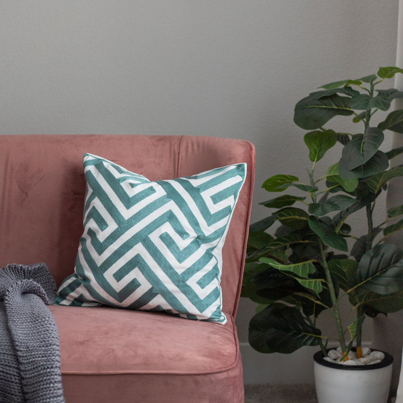 Embroidered Pillow Cover, Chevron/Zig Zag, Green/White