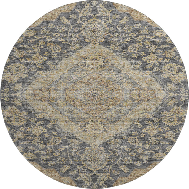 Premium Machine Washable Gurubaksh AMF1151 Global Rug, Round 8'