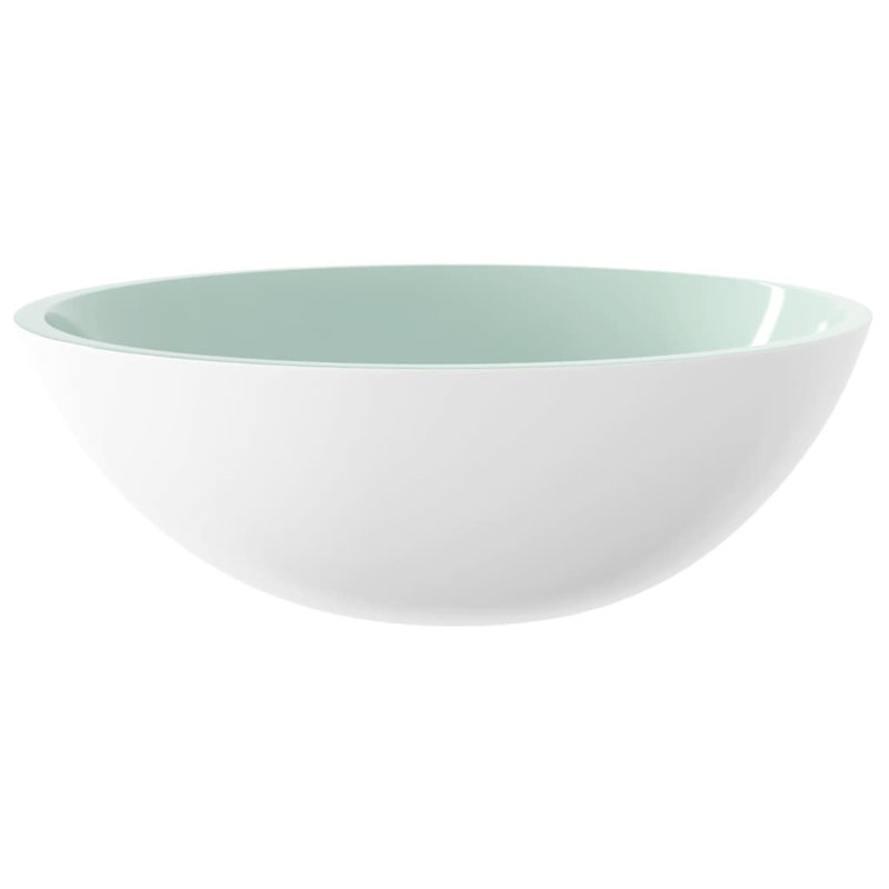 Metro Lane Adaryll 500mm L x 370mm W Glass Circular Sink, White/Blue