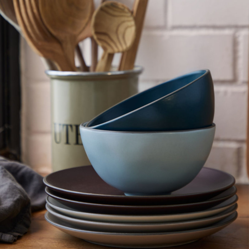 Stacked Organic Handmade Stoneware Cereal Bowl, Sky