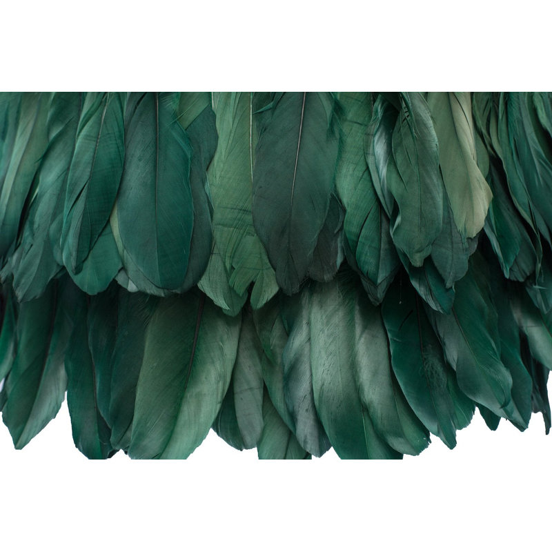 Abat-jour tambour en plumes (araignée), Vert, H 9,84 po x l 13,78 po x P 13,78 po