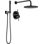Ensemble de robinet de douche à pluie ronde Modern 14 Series, ensemble de pommeau de douche et poignées noir mat Rainfall, ensemble de garniture de valve, 10 pouces, noir mat