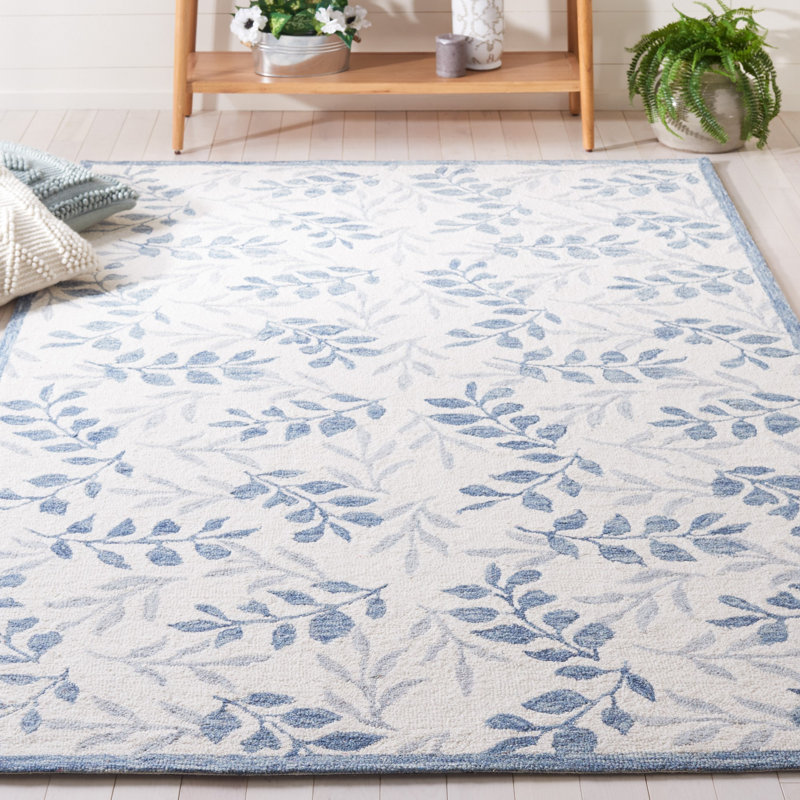 Jalayiah Hand Tufted Wool/Cotton Rug in Ivory/Gray, Rectangle 5' x 8'