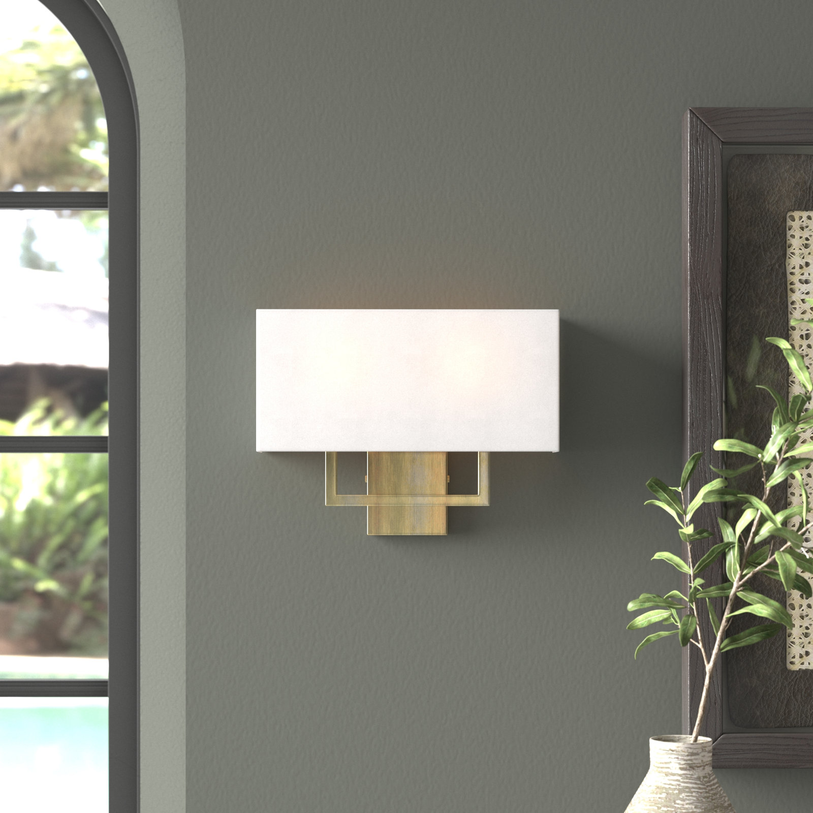 Willow 2-Light Dimmable Corner Sconce, 12" H x 16" W x 3.88" D, Antique Brass