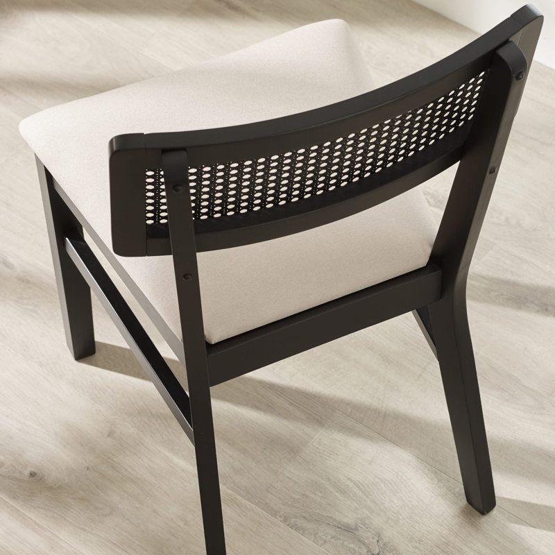 Elnathan Natural Fabric Rattan Back Dining Chairs