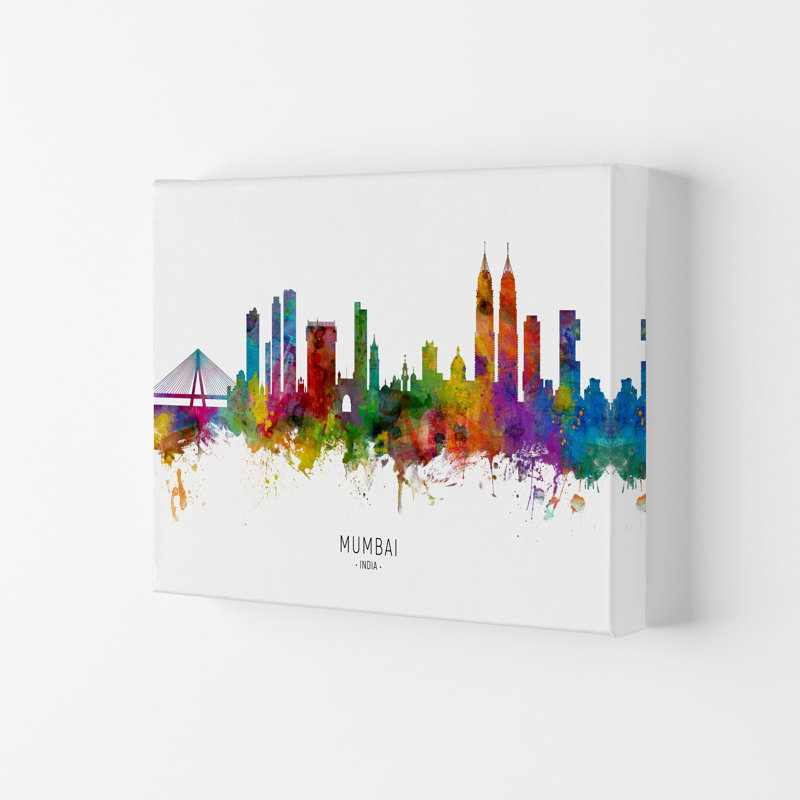 Mumbai India Skyline by Michael Tompsett - 1 Piece Wall Art, 29.7cm H x 42cm W x 4cm D, Wrapped Canvas