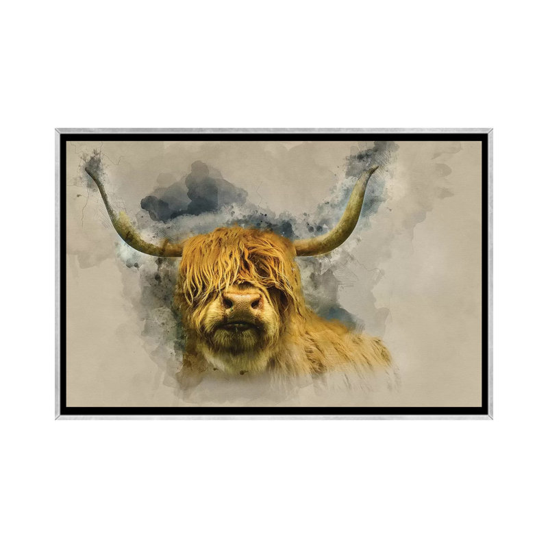 « Henry » par Mark Gemmell-impression d’art graphique, H 18 po x l 26 po x P 1,5 po, Toile avec cadre argenté, Pas de tapis