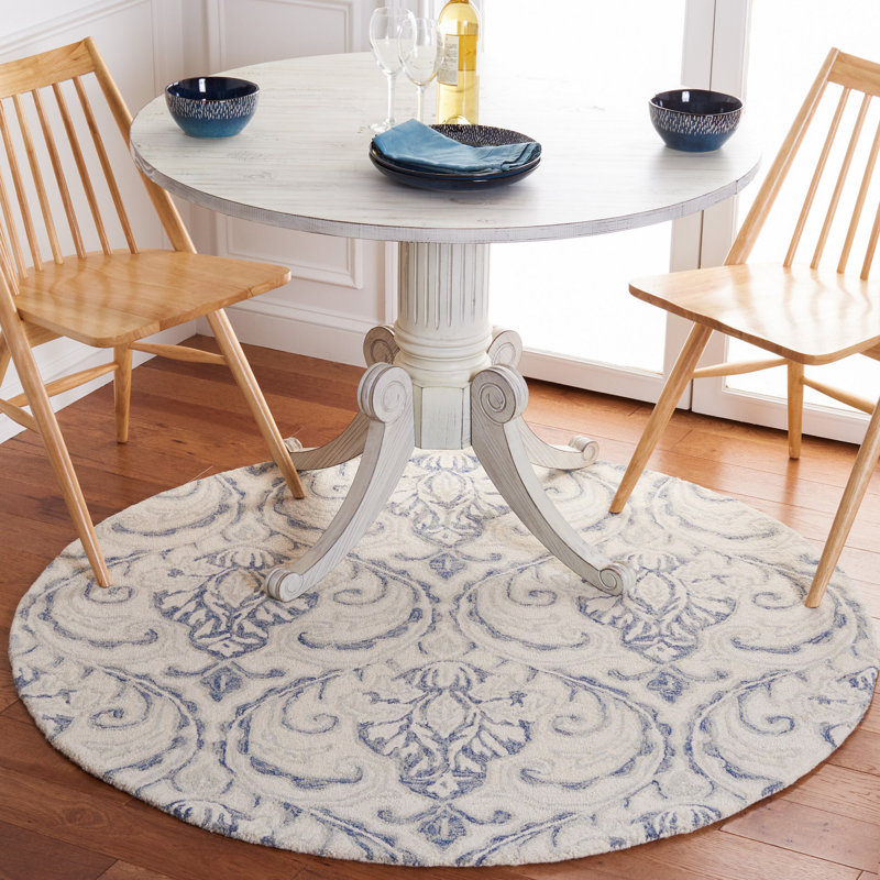 Hittle Hand Tufted Wool And Cotton With Latex Ikat Rug, Rectangle 4' x 6'