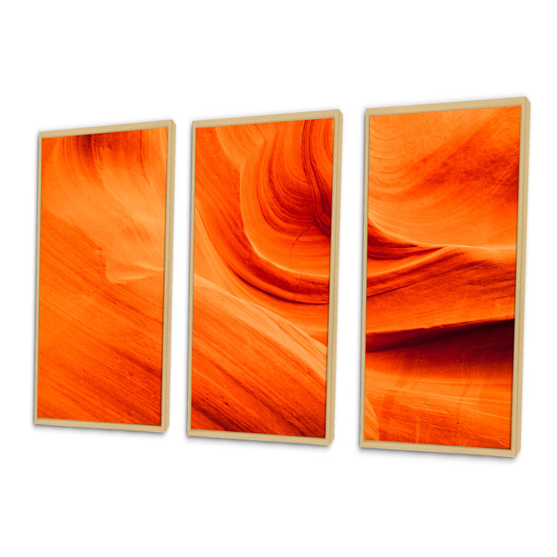 " Orange Upper Antelope Canyon " 3 - Pieces, 28" H x 36" W, Maple