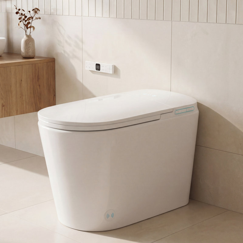 Smart Toilet  Auto-Open/Close Lid,One Piece Bidet Toilet Heated Seat for Bathrooms,Smart Foot Sensor