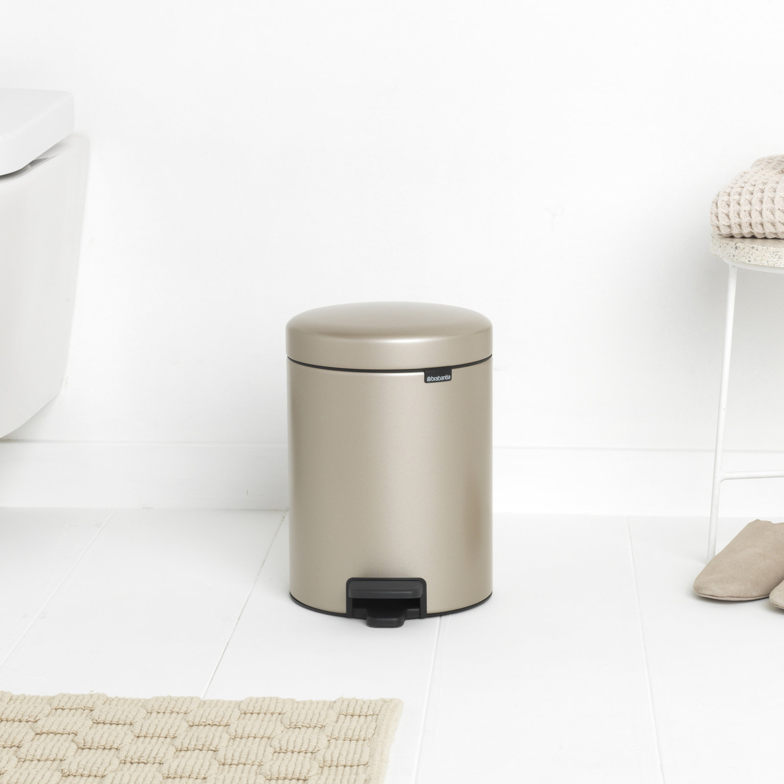 Brabantia Newicon 1.3gal Step-On Can, Metallic Gold