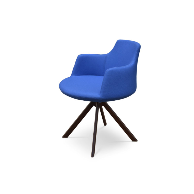 Fauteuil en laine Dervish, Noyer, Bleu ciel