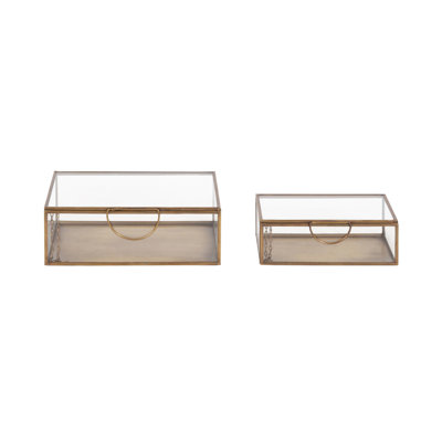 Nevala Clear Glass Stacking Storage Box Set for Use as Jewelry or Memory Boxes