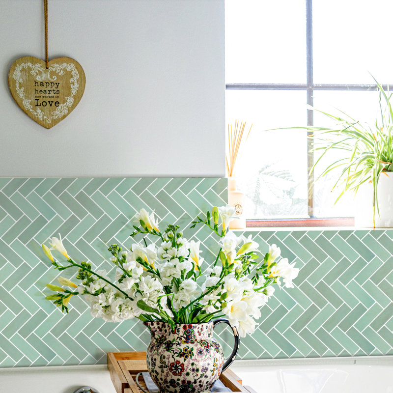 Carrelage en gel 12 "x 12" à chevrons pour la salle de bain , Vert sauge