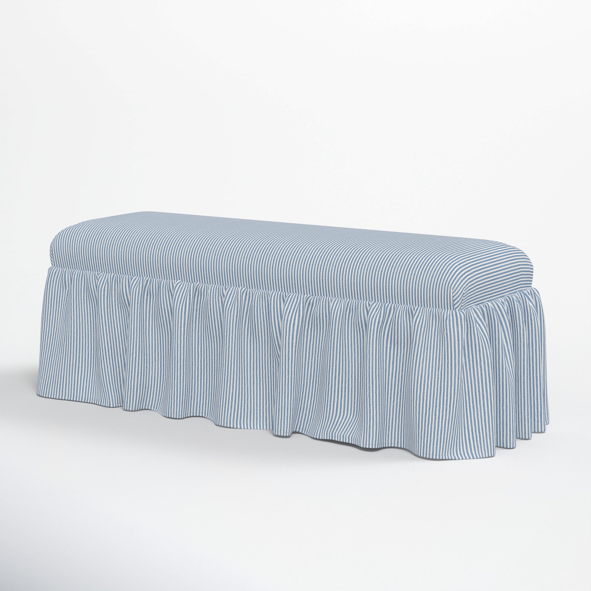 Maggie Ruffle Dining Bench, Prep Stripe Blue