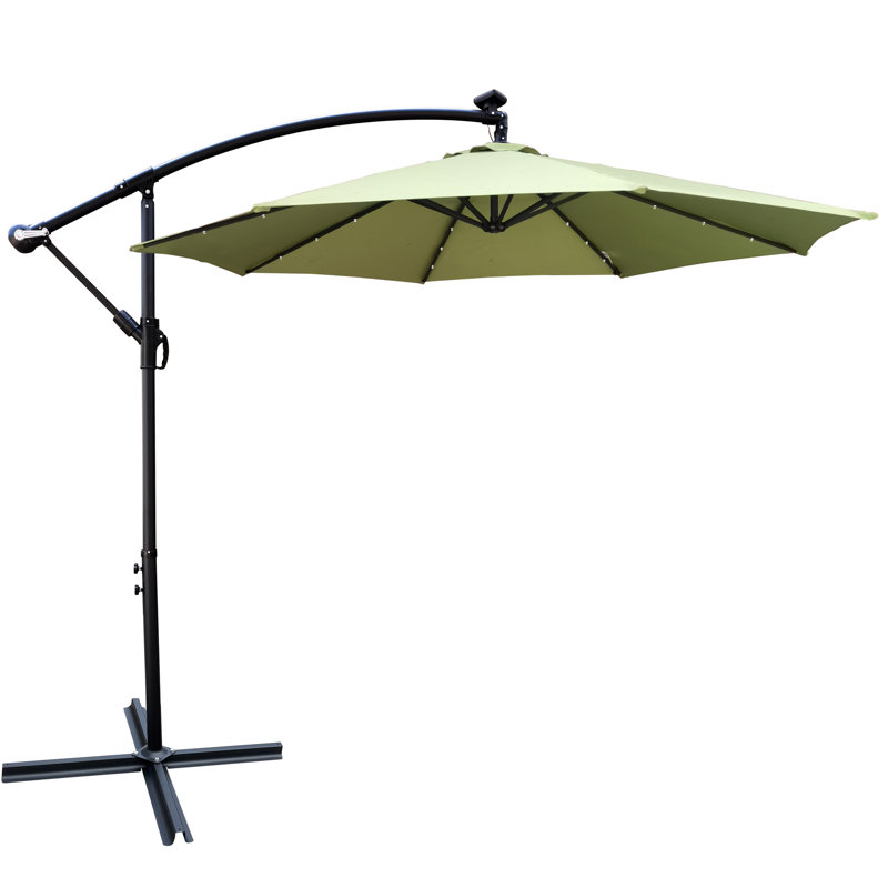 Parasol de terrasse à éclairage solaire à DEL 10 pi avec parasol et manivelle 10 pi avec parasol et manivelle pour terrasse de jardin