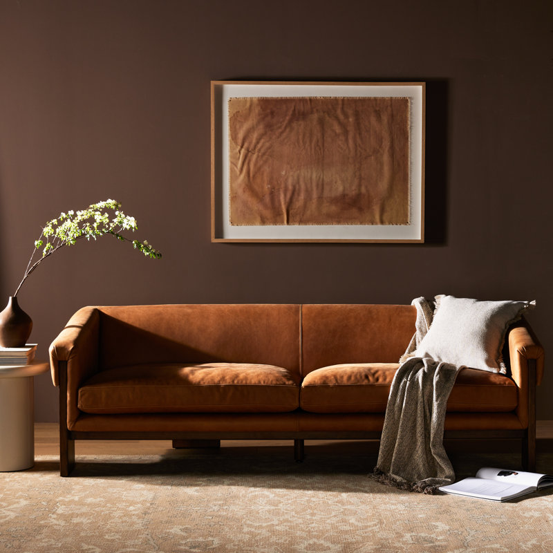 Cairo 90.5" Upholstered Sofa, Palermo Cognac Top Grain Leather