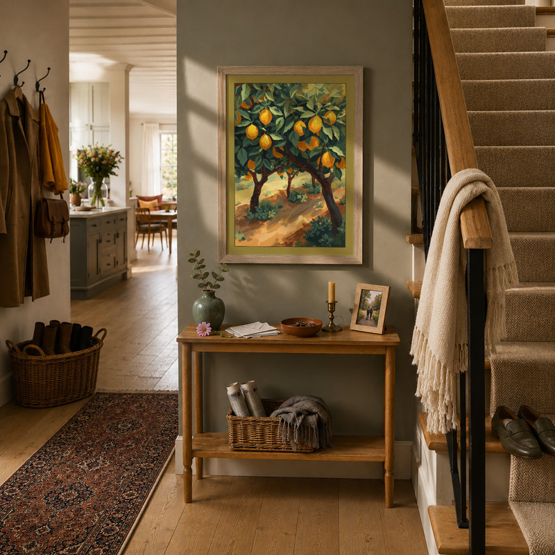 Golden Citrus Grove Botanical - Framed Print, Oak, A3 - 42.0 x 29.7 cm