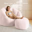 20" Wide Faux Fur Ottoman Round FootStool for Modern Interior Design-1127912112