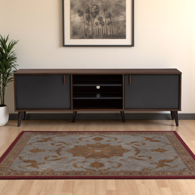 Ironwood Television Stand With Brown Finish And Dark Gray Finish , 62.89'' W X 15.46' D X 20.01'' H