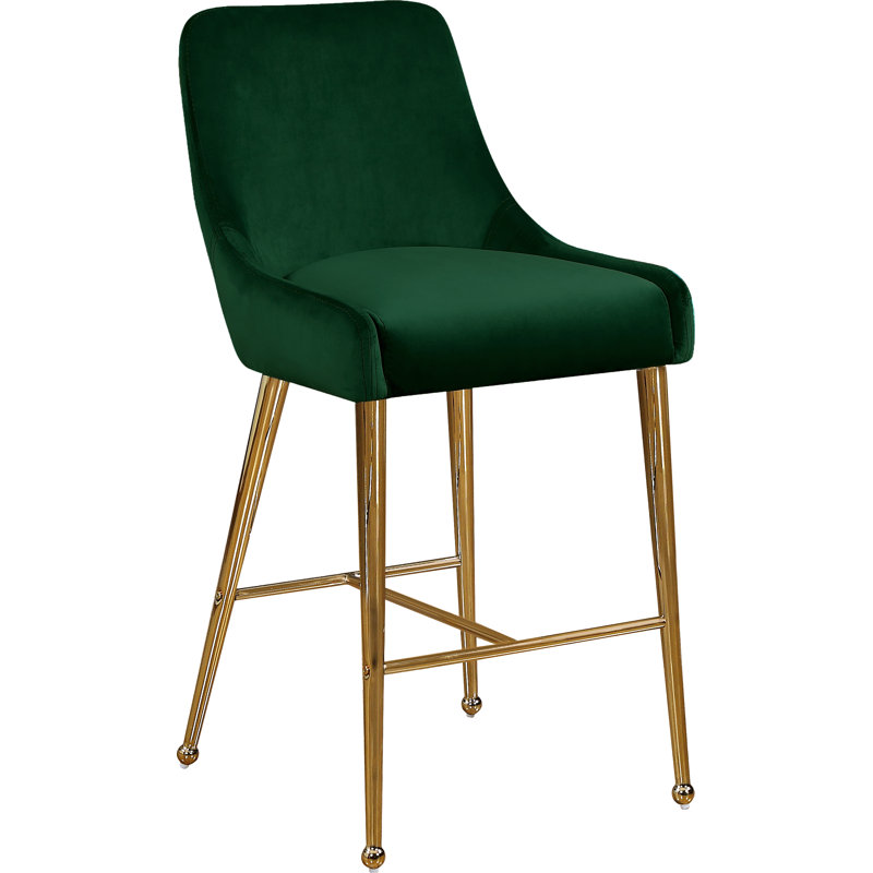 Tabouret de comptoir 28 po Owen, Velours vert, 28"