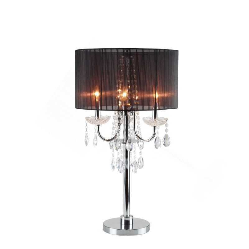 29.5"H CHROME CRYSTAL INSPIRED TABLE LAMP, Black, On/Off Switch