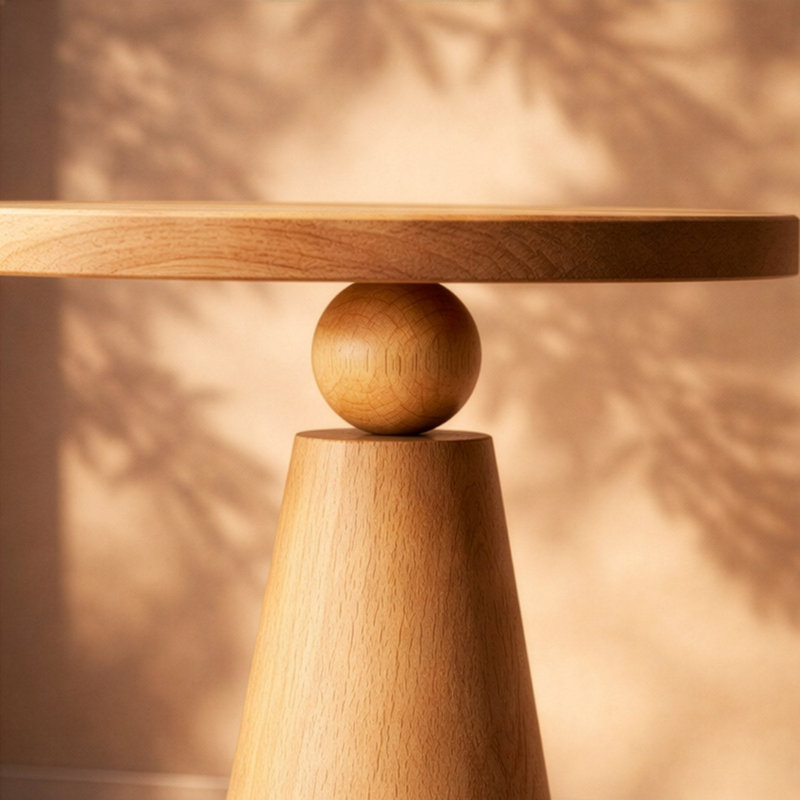 Table d'appoint en forme de champignon en bois massif, table d'appoint ronde faite à la main, Châtaigne